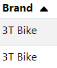 Sort Brand column ascending screenshot